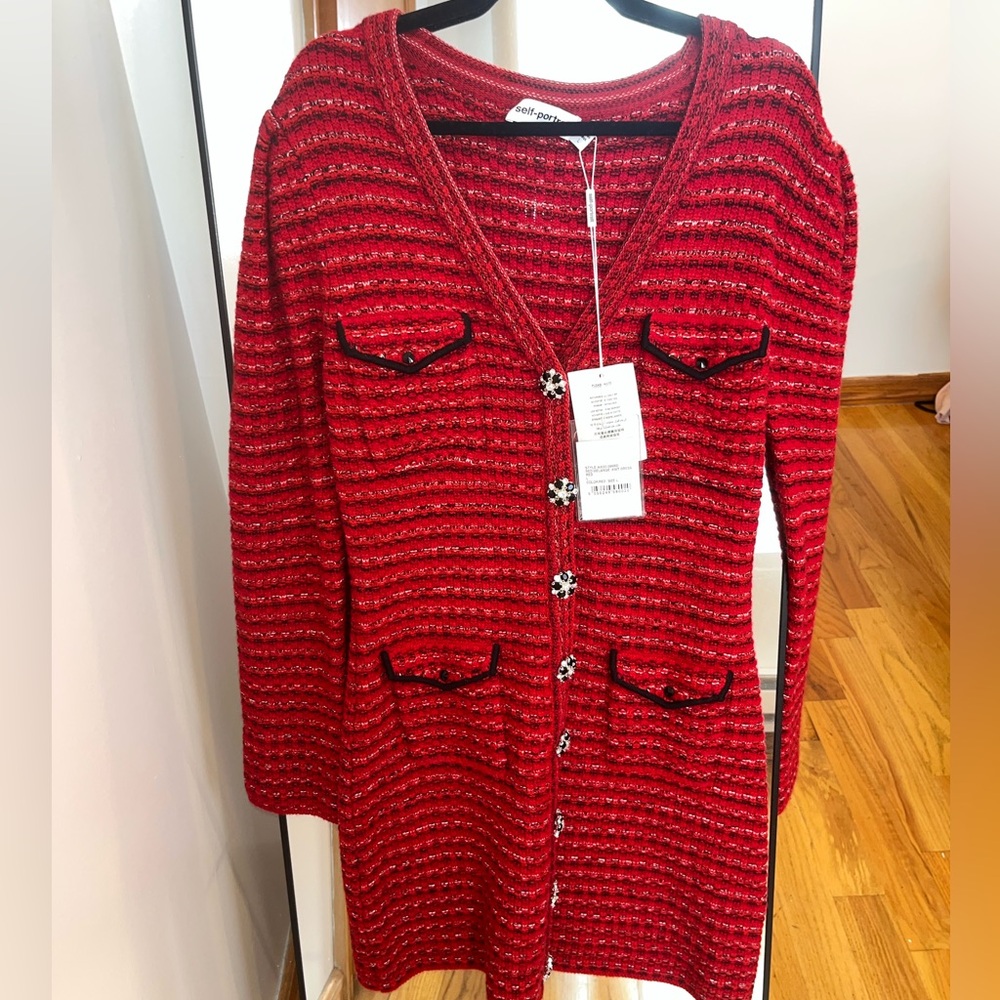 Self portrait Red melange knit dress